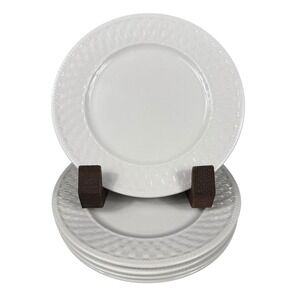 Oneida Westerly Basket Weave 7.5" Salad Bread Plates White Lot Of 5